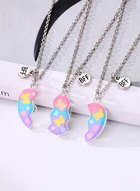 三拼磁吸款吊坠项链锌合金十字链