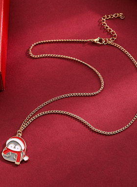 卡通圣诞项链合金滴油吊坠饰品