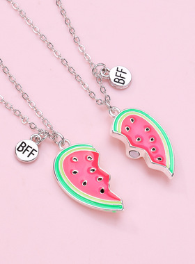 卡通夏日可爱西瓜项链儿童磁吸