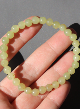 放漏了方言精品和田玉新疆且末料黄口带糖卡6.5mm手串手链A8
