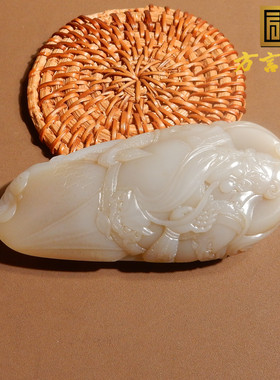 俄罗斯紫糖色白玉特色料关公把件