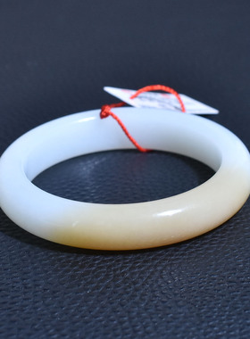 嗨翻天方言和田玉珍藏级特色新疆且末料糖羊脂白玉52mm精美手镯w1