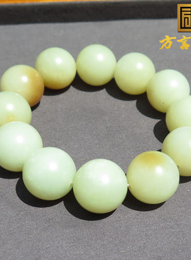 新疆和田玉且末黄口带糖双色手串