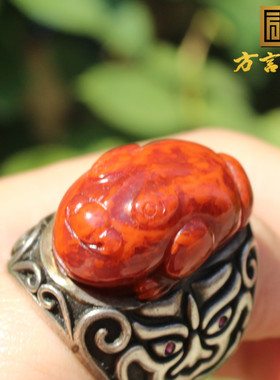 保山南红玛瑙貔貅17mm扳指戒指
