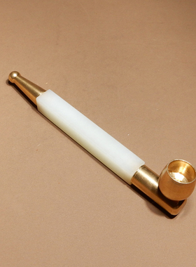 俄罗斯老料高脂暖白玉烟嘴烟袋