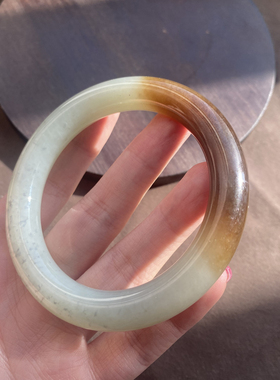 新疆且末糖白玉点墨青花57mm手镯