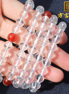 方言精品放漏乌拉圭原石原矿白水晶7.5mm圆珠玛瑙配珠多圈手串A2