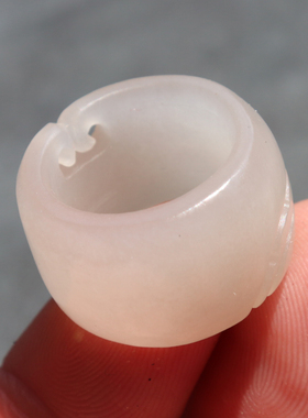 放漏了方言和田玉温润青海老坑烟灰藕粉底白玉15.5mm如意戒指A8