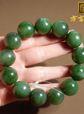 俄罗斯料菠菜绿碧玉圆珠17mm手串