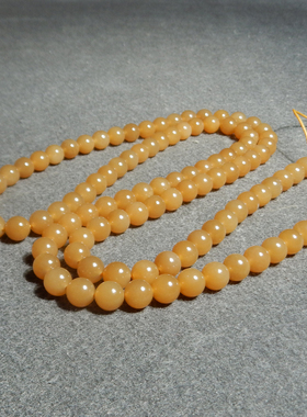 方言和田玉精品新疆细腻且末料黄金糖玉圆珠卡8mm108颗项链手串X3