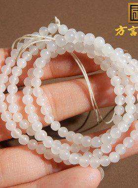 方言白玉卡4mm圆珠项链多圈手串