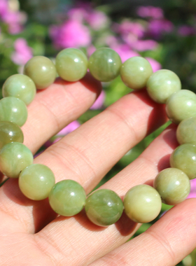 猫眼阳绿色12mm圆珠玉手链