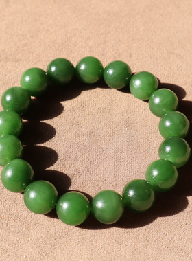 俄罗斯料辣阳绿碧玉12mm圆珠手串