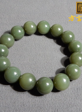 俄罗斯老坑粉青特细14M碧玉手串
