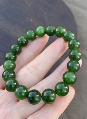 俄罗斯料阳绿色碧玉10mm圆珠手串