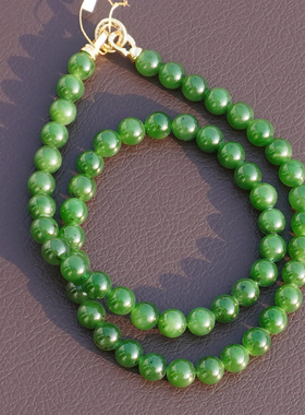 方言和田玉俄老坑冰阳绿碧玉项链