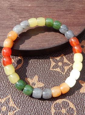 红糖黄口白玉俄碧8m多宝老型手串