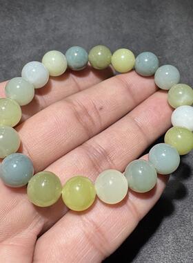 美哭了方言和田玉老熟新疆且末料难得蓝皮黄口白玉多宝10mm手串S