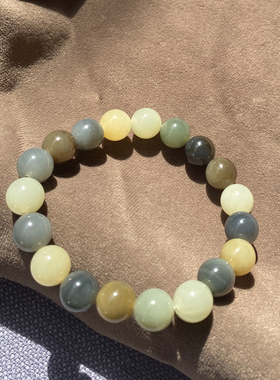 新疆青花三彩10mm圆珠手串手链