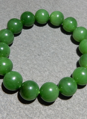 方言和田玉俄料碧玉手串阳绿油润