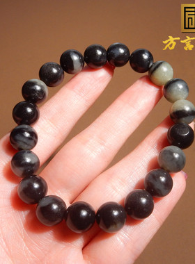 新疆和田玉青花籽料10mm圆珠手串