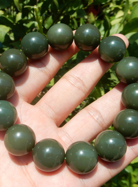 市场价20000特惠4500方言和田玉老熟沙枣青籽料卡16mm圆珠手串w1