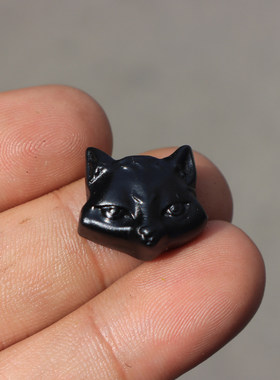 亏麻了方言和田玉精品新疆漆黑如墨墨玉小狐狸籽料DIY配饰手饰O