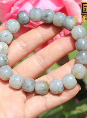 新疆老熟黄沁皮点墨青花籽手串