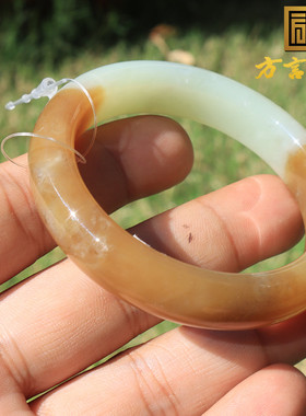 美美哒方言和田玉新疆老熟且末糖白玉色泽分明53mm精品女玉手镯O7