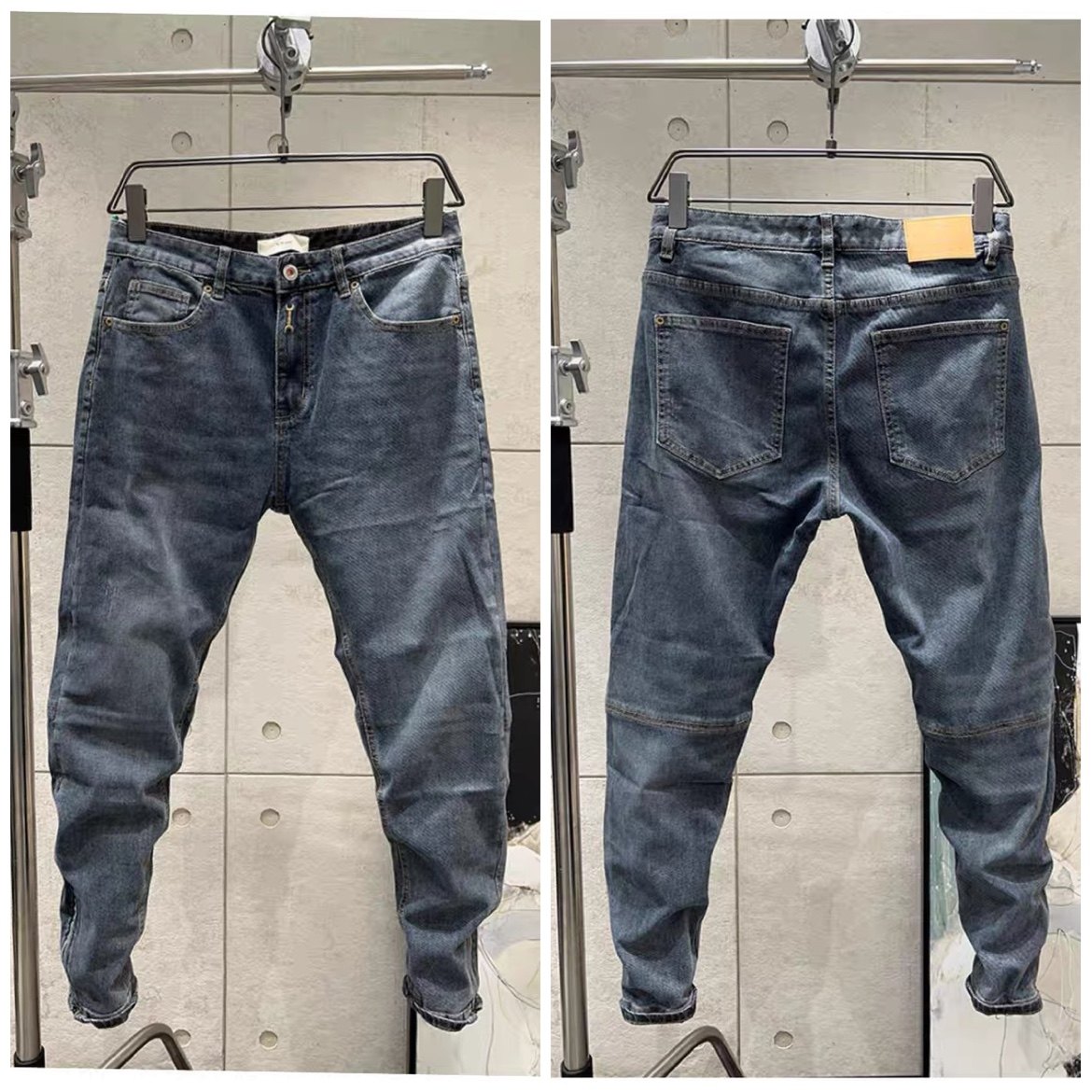 秋冬新款水洗蓝牛仔裤男九分裤修身小脚显瘦裤脚拉链青年百搭裤子,淘宝优惠券,粉丝福利购,淘宝优惠卷