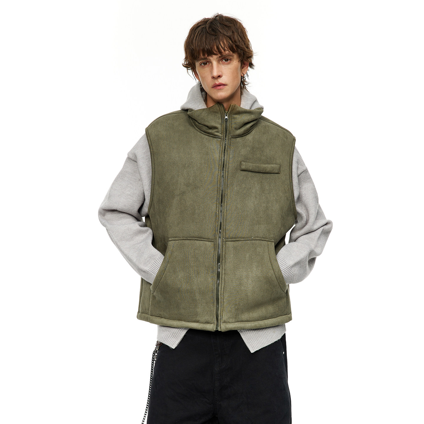 男道美式复古麂皮绒棉服马甲男2025秋冬高级感羊羔绒无袖外套情侣,淘宝优惠券,粉丝福利购,淘宝优惠卷