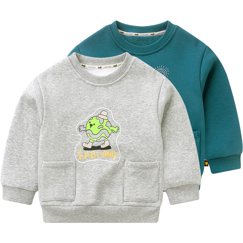 拉比童装卫衣2025秋冬新品男女儿童上衣圆领长袖卫衣宝宝宽松上衣