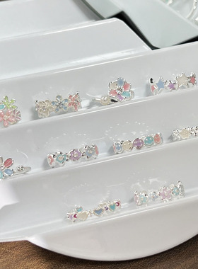 新款夏日多巴胺炫彩珐琅花朵甜美戒指女叠戴温柔风轻奢小众配饰潮