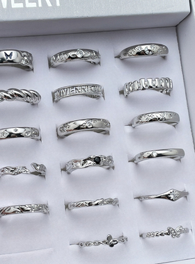 简约个性素圈小巧百搭开口戒指女中性风气质小众设计感叠戴食指环