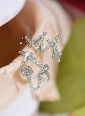 新款设计感轻奢锆石日韩气质百搭开口戒指高级小众ins简约食指戒