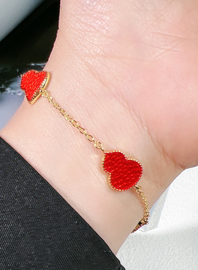 爆款老钱风精致红色滴釉葫芦手链女精致新款轻奢高级感甜酷手饰潮