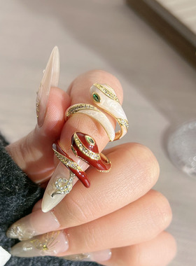 新款ins韩版气质灵蛇双色小众设计感戒指女轻奢高级感冷淡风指环