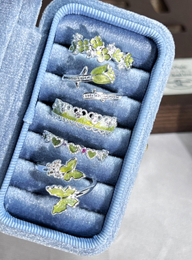 花漾缤纷系列小清新设计感浅绿色甜美精致开口戒指女蝴蝶花朵指环