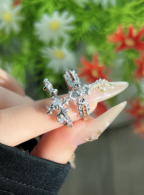 星轨碎光时尚豹纹十字架星芒独特戒指女精致轻奢小众月亮简约指环