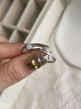 时尚简约精致十字架开口戒指女小众设计ins冷淡风叠戴个性指环潮