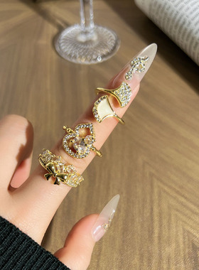 戒指女小众设计感几何微镶锆石冷淡风百搭时尚复古可调节质感指环