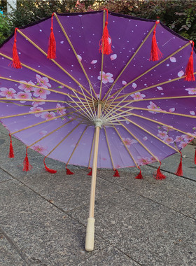流苏带纱cos古风拍照道具花伞