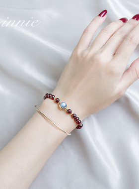 手链女ins小众转运天然月光石珠