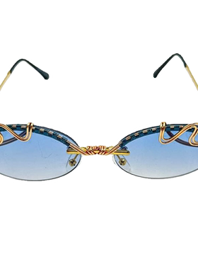 美国代购手作无边框椭圆镜片太阳