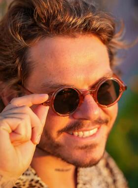 土耳其手作复古圆形男士墨镜