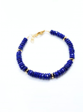 14K黄金填充纯银天然青金石手链