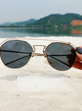 Glasses 海外代购 金丝艺术金色气质帅气通用中性黑色太阳眼镜