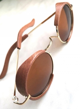 俄罗斯手作桃花心木可拆圆形眼镜