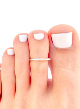 纯银14K金简约开口环脚趾环戒指