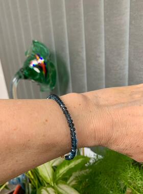 天然伦敦蓝色托帕石宝石手链串珠